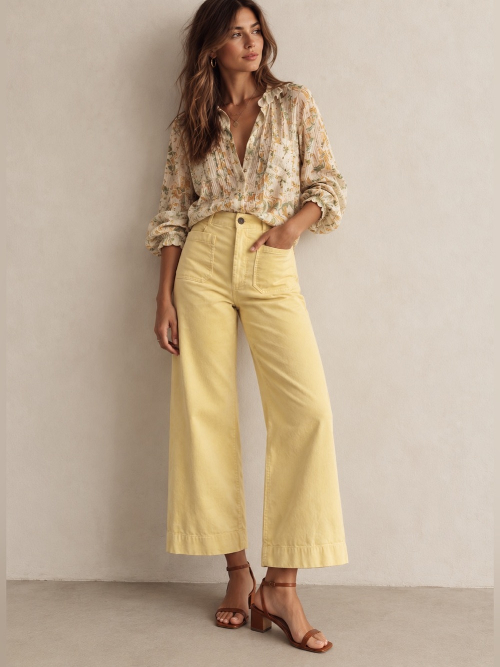 Maeve The Colette Corduroy Wide Leg Pants Yellow Size 31 Anthropologie